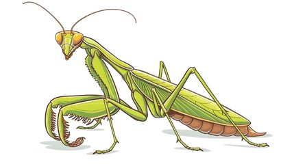 cute praying mantis cartoon drawing transparent background vector illustration