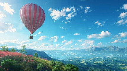 Wall Mural - Colorful Hot Air Balloons in the blue sky, Skyward Festival, a Celebration of Flight and Freedom