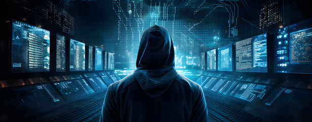 Wall Mural - Hacker banner hacking banner spyware attack banner computer virus banner hacker background hacking background spyware attack background computer virus background