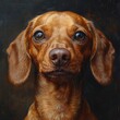 An adorable red smooth dachshund dog portrait. 