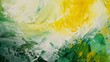 Spirited Burst: A Canvas Alive with Green, Yellow, and White Splatters.