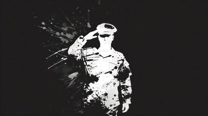 Wall Mural - silhouette of a soldier saluting