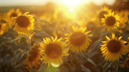 Wall Mural - vast field of sunflowers in full bloom