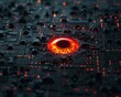 circuit board with glowing red eye