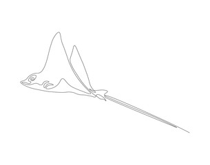continuous line drawing of manta ray. one line of stingray. marine animal concept continuous line ar