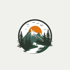 Poster - mountain hiking logo design