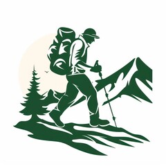 Wall Mural - mountain hiking logo design