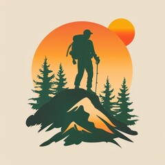 Poster - mountain hiking logo design
