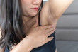 Problem black armpit of pregnant women for skin care and beauty concept