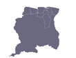 © SME - Suriname Map with Districts in Pewter Color