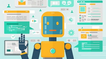 Online communication with chat bot concept Robot answer customer in chatbot service Dialog between AI assistant and user in messenger Flat graphic vector illustration isolated on white background