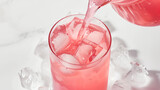 Close-up of Refreshing Pink Juice with Ice