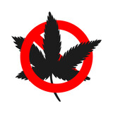 Fototapeta  - Restrictions on marijuana. Cannabis leaf. Dangerous drug. Hemp vector.