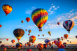 © gographic - Hot air balloons fly over the city of Albuquerque, New Mexico.