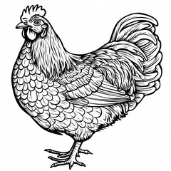 Wall Mural - chicken line draw on white background