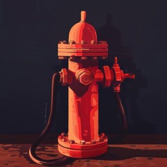 Poster - fire hydrant illustration in a flat color background