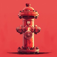 Wall Mural - fire hydrant illustration in a flat color background