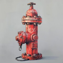 Poster - fire hydrant illustration in a flat color background