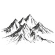 hand drawn mountain range as a logo on a white background