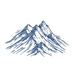Poster - hand drawn mountain range as a logo on a white background