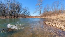Kishwaukee River Riffles On A Sunny Day In Northern Illinois