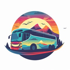Wall Mural - landscapes tours bus logo design