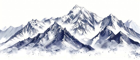 Wall Mural - snowy mountains line drawing
