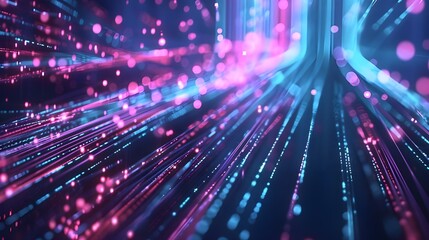 Colorful optic fiber electrical cables wires neon waves lines abstract 3d ai design background pattern glow colored streams information optical connection internet web multicolor data led technology