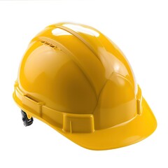 yellow construction protection helmet, white background