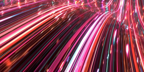 Poster - A colorful, abstract of a highway with a pink and purple hue