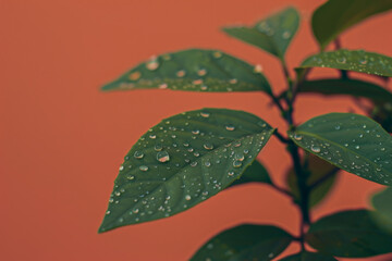 Poster - A leaf with water droplets on it