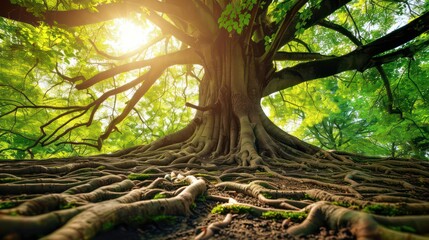 Wall Mural - tree roots deep and wide strong and sustainable growth nature