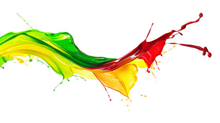 Wall Mural - Splash of colorful paint isolated on transparent background, red yellow green color