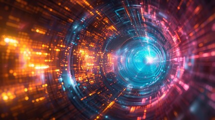 Create a mesmerizing multicolored  fractal pattern for a tech-themed abstract wallpaper.