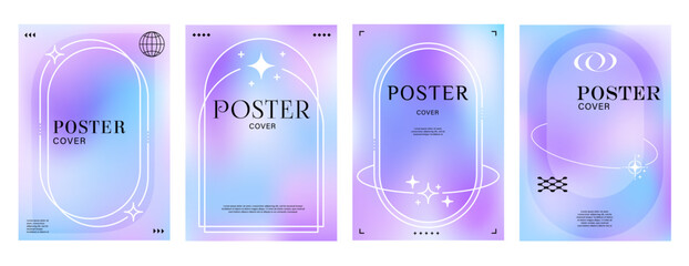 Wall Mural - aesthetic blur purple gradient y2k posters, modern backgrounds for covers, vector templates. pastel 