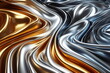 a close up of a shiny silver and gold background with a smooth surface, abstract cloth simulation, metallic surface