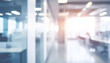 © Tranh - Beautiful blurred background of a light modern office interior with panoramic windows and beautiful lighting.