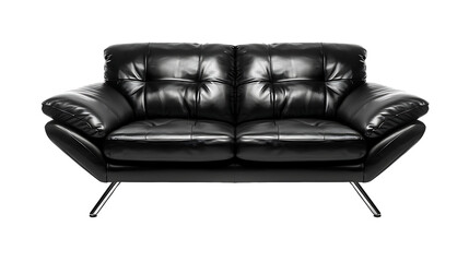 Wall Mural - black leather sofa isolated on transparent background