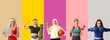 © Pixel-Shot - Set of many sporty women on color background