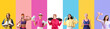 © Pixel-Shot - Set of many sporty women on color background