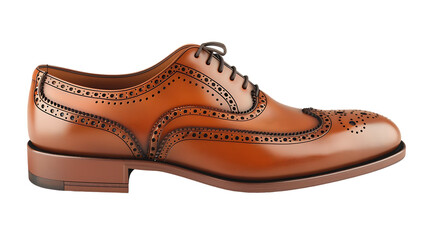 single brown brogue isolated on transparent background