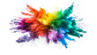 © Luis - Colorful rainbow powder explosion on a transparent background. Generative AI