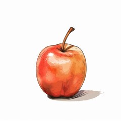 Wall Mural - apple hand-drawn style, cartoon, white background