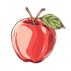 Canvas Print - apple hand-drawn style, cartoon, white background