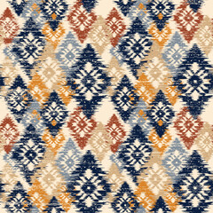 Wall Mural - Ethnic abstract ikat art. Seamless pattern in tribal, folk embroidery, and Mexican style. Aztec geometric art ornament print.Design for carpet, wallpaper, clothing, wrapping, fabric, cover, textile