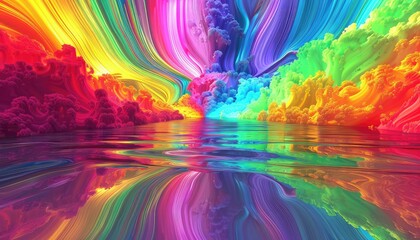 Wall Mural - crazy colorflowing rainbow horizontal gradient of psychedlic neon all colors