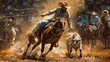 © mariiaplo - Action Packed Cowboy Rodeo Show with Horse and Calf
