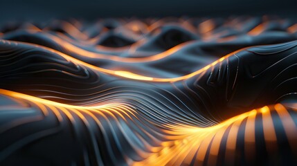 Wall Mural - abstract 3d render with line shapes and light in the background