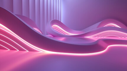 Wall Mural - abstract 3d render with line shapes and light in the background