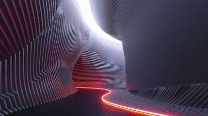 Wall Mural - abstract 3d render with line shapes and light in the background